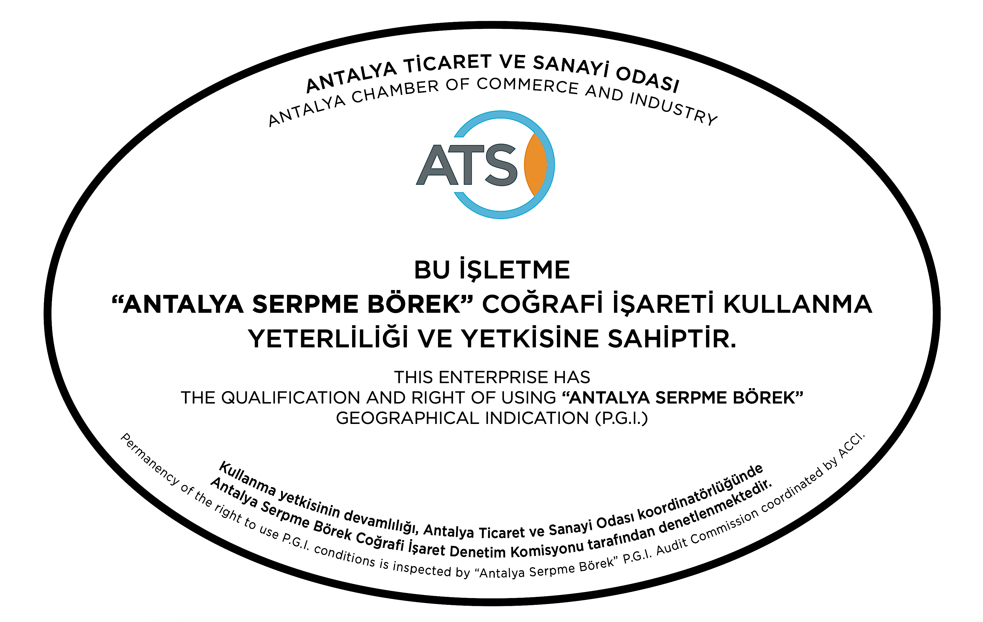 Antalya Serpme Böreği coğrafi işaret kullanım yeterliliği plaketi