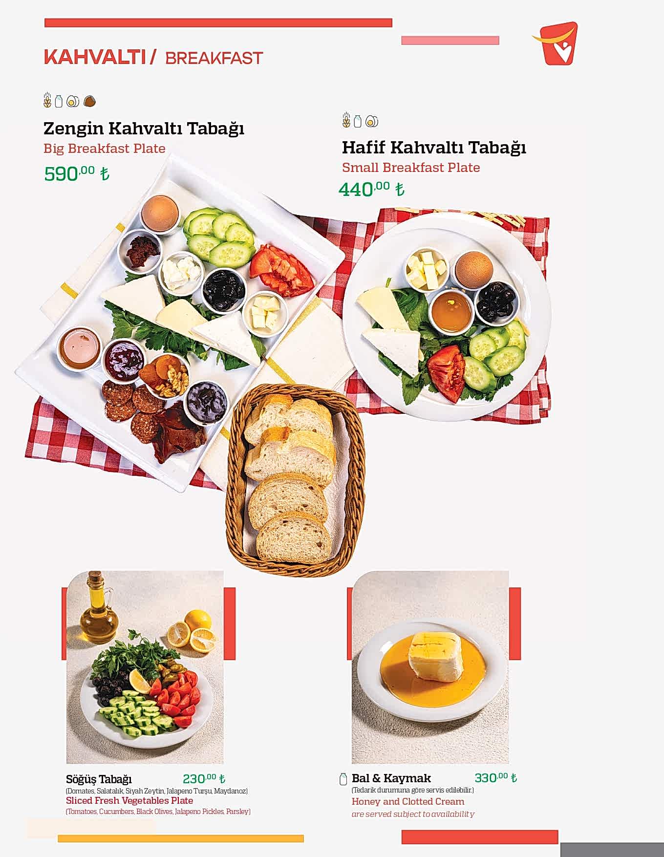 Kahvaltı menü sayfası